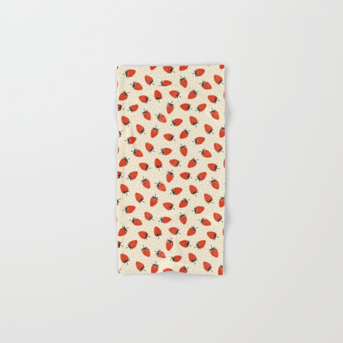 Sweet Strawberries - Red, Black, Cream, and White Bath Towel Gallery Image 1