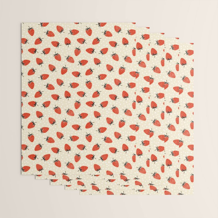 Sweet Strawberries - Red, Black, Cream, and White Wrapping Paper Gallery Image 3