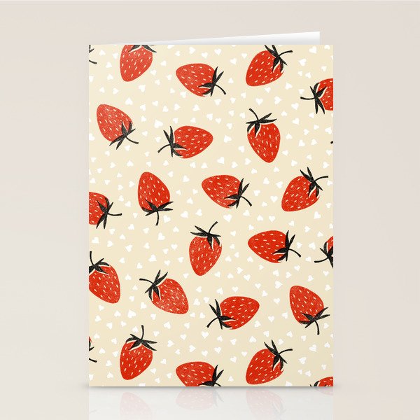 Sweet Strawberries - Red, Black, Cream, and White Stationery Card Gallery Image 2