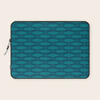 Mid Century Modern Fish Minimalist Geo Pattern in Teal Blue Laptop Sleeve Gallery Image 1