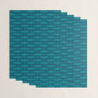Mid Century Modern Fish Minimalist Geo Pattern in Teal Blue Wrapping Paper Gallery Image 3