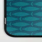 Mid Century Modern Fish Minimalist Geo Pattern in Teal Blue Laptop Sleeve Gallery Image 3