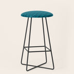 Mid Century Modern Fish Minimalist Geo Pattern in Teal Blue Stool Gallery Image 1