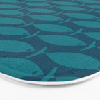 Mid Century Modern Fish Minimalist Geo Pattern in Teal Blue Bath Mat Gallery Image 3