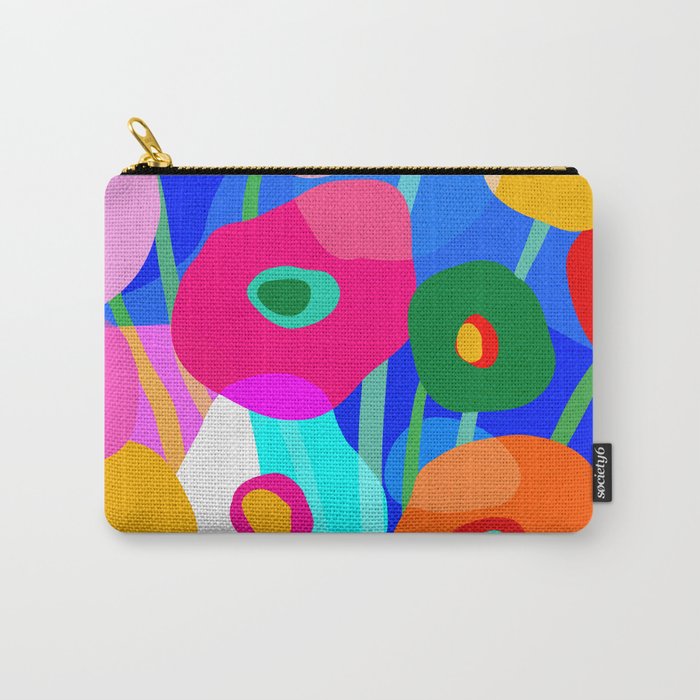 Minimal Matisse Floral Bouquet Poster on Azure Blue Carry All Pouch Gallery Image 1