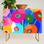 Minimal Matisse Floral Bouquet Poster on Azure Blue Credenza Gallery Image 1