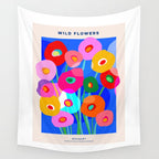 Minimal Matisse Floral Bouquet Poster on Azure Blue Wall Tapestry Gallery Image 4