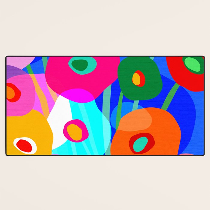 Minimal Matisse Floral Bouquet Poster on Azure Blue Desk Mat Gallery Image 3