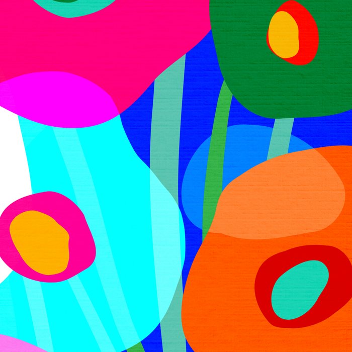 Minimal Matisse Floral Bouquet Poster on Azure Blue Coffee Mug Gallery Image 2