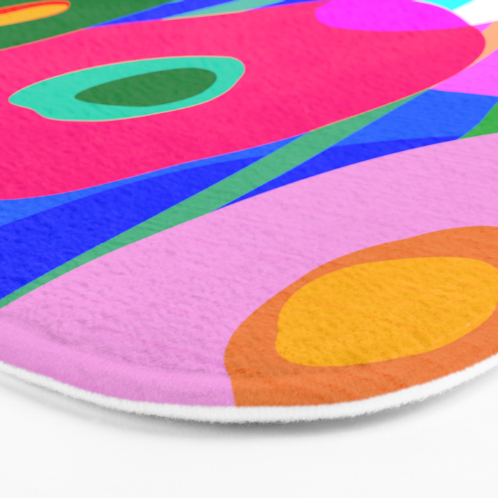Minimal Matisse Floral Bouquet Poster on Azure Blue Bath Mat Gallery Image 3