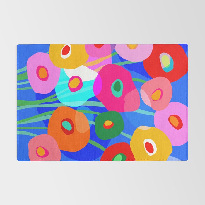 Minimal Matisse Floral Bouquet Poster on Azure Blue Rug Gallery Image 2