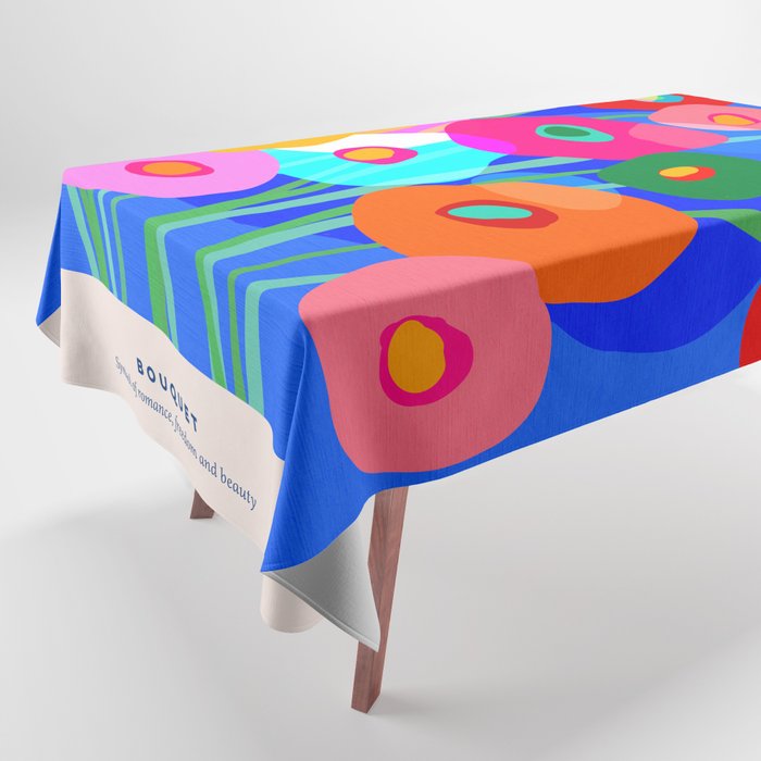 Minimal Matisse Floral Bouquet Poster on Azure Blue Tablecloth Gallery Image 1