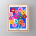 Minimal Matisse Floral Bouquet Poster on Azure Blue Mini Art Print Gallery Image 1