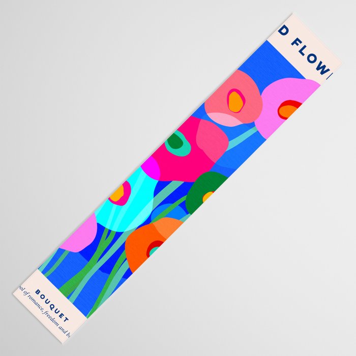Minimal Matisse Floral Bouquet Poster on Azure Blue Table Runner Gallery Image 3