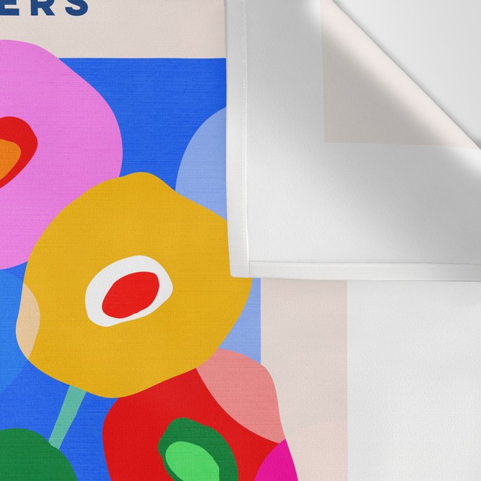 Minimal Matisse Floral Bouquet Poster on Azure Blue Wall Tapestry Gallery Image 3