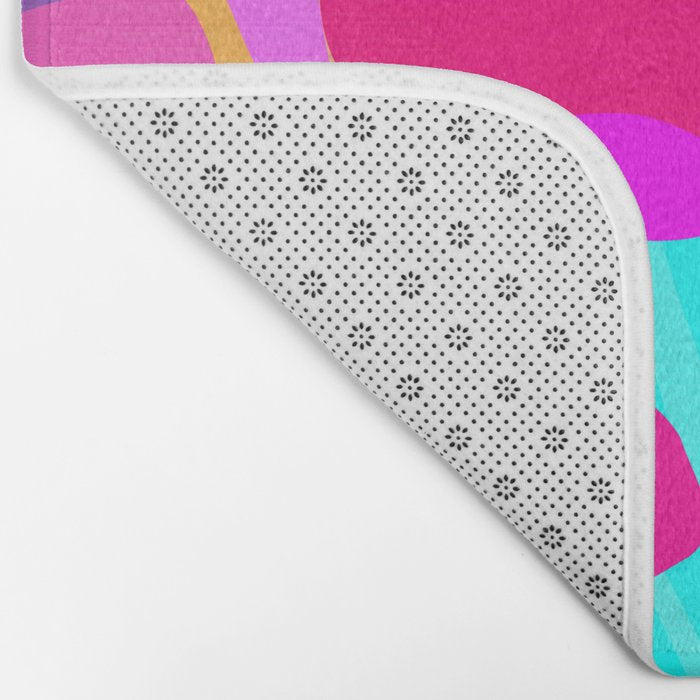 Minimal Matisse Floral Bouquet Poster on Azure Blue Bath Mat Gallery Image 2