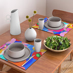Minimal Matisse Floral Bouquet Poster on Azure Blue Placemat Gallery Image 2