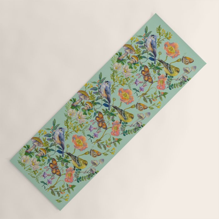 Flower Birds Garden Yoga Mat Gallery Image 1