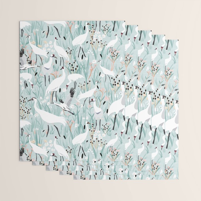 Whooping cranes comeback species light blue  Wrapping Paper Gallery Image 3