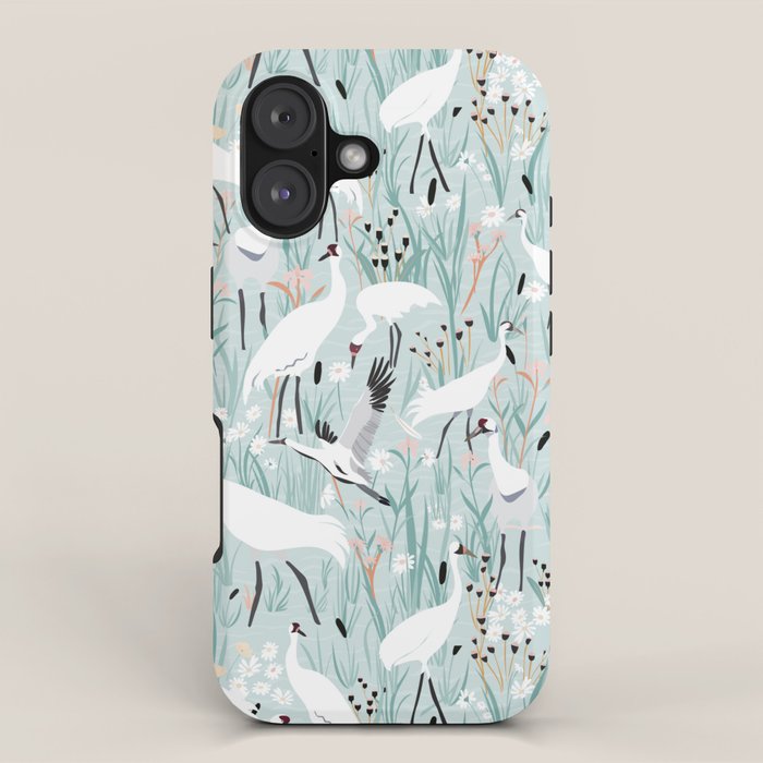 Whooping cranes comeback species light blue  iPhone Case Gallery Image 1