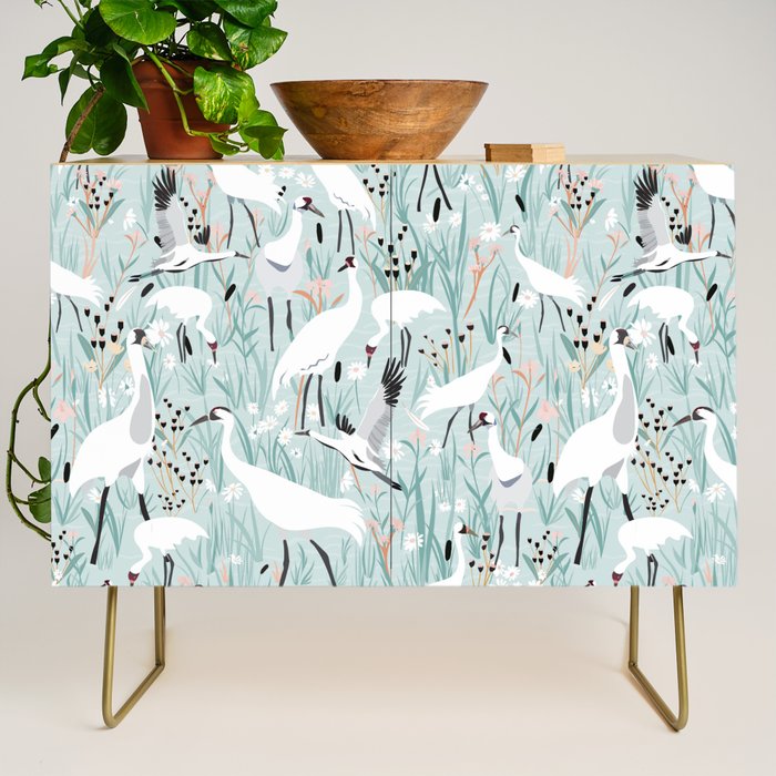 Whooping cranes comeback species light blue  Credenza Gallery Image 1
