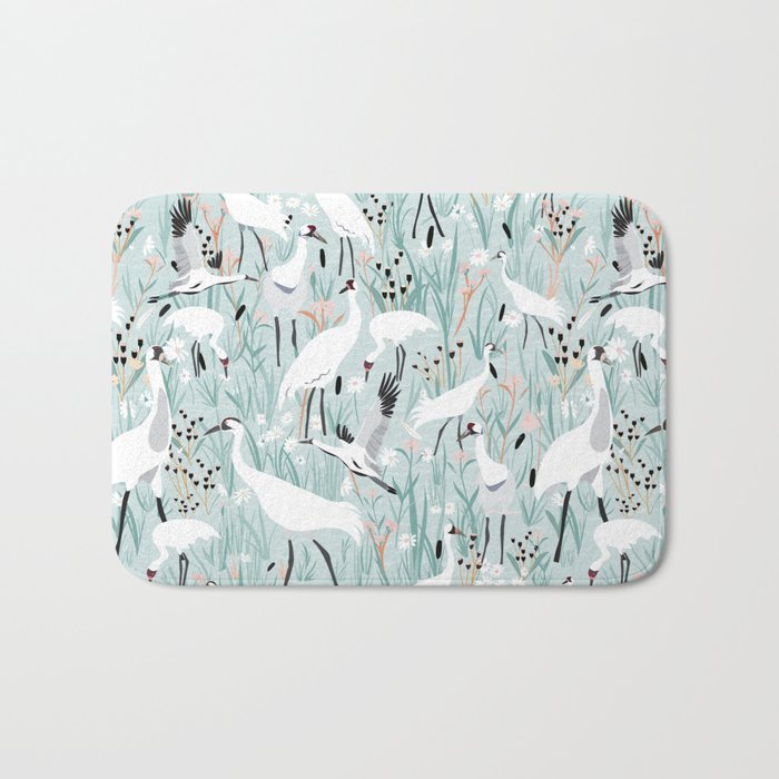 Whooping cranes comeback species light blue  Bath Mat
