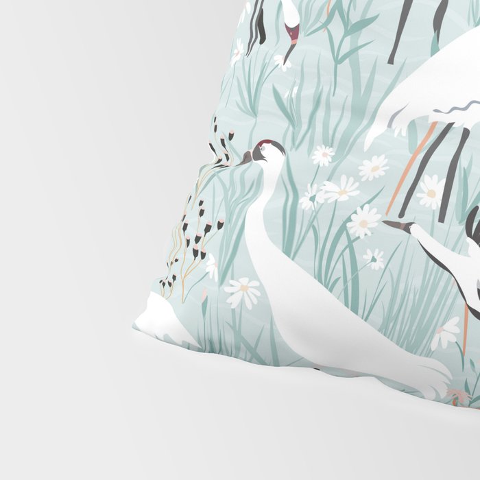 Whooping cranes comeback species light blue  Pillow Sham Gallery Image 4