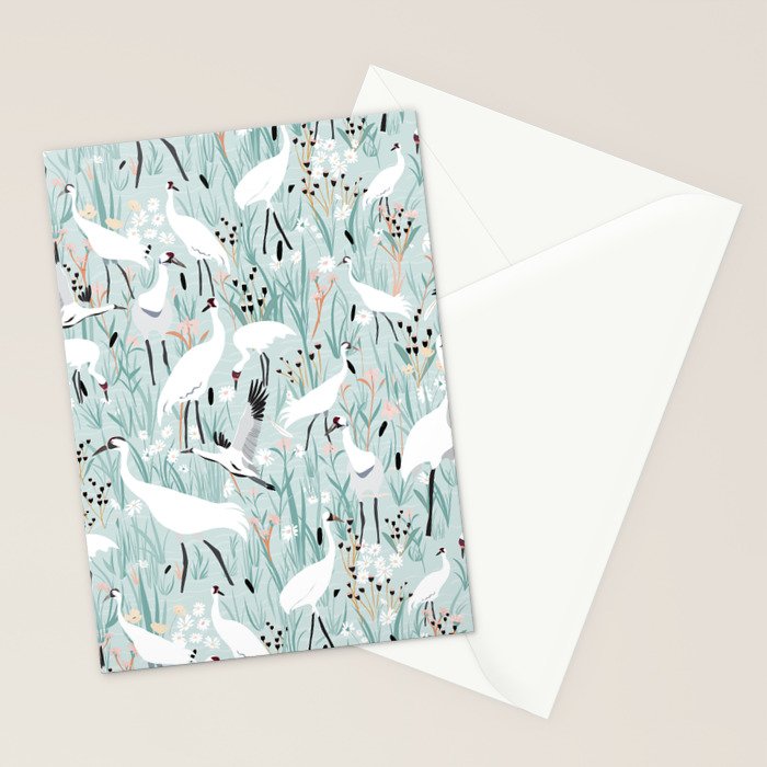 Whooping cranes comeback species light blue  Stationery Card Gallery Image 2