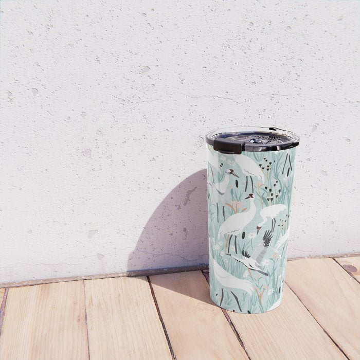 Whooping cranes comeback species light blue  Travel Mug Gallery Image 4