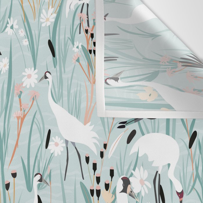 Whooping cranes comeback species light blue  Wall Tapestry Gallery Image 3