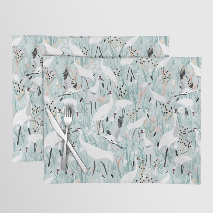 Whooping cranes comeback species light blue  Placemat Gallery Image 1
