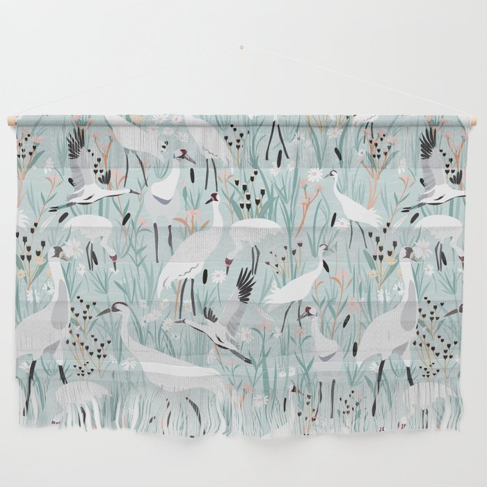 Whooping cranes comeback species light blue  Wall Hanging Gallery Image 1
