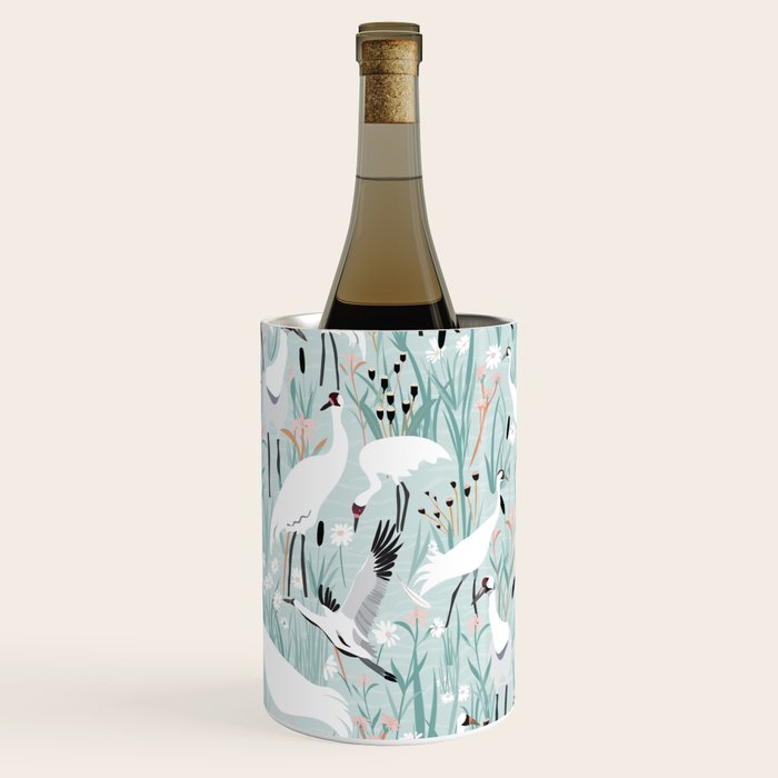 Whooping cranes comeback species light blue  Wine Chiller Gallery Image 1