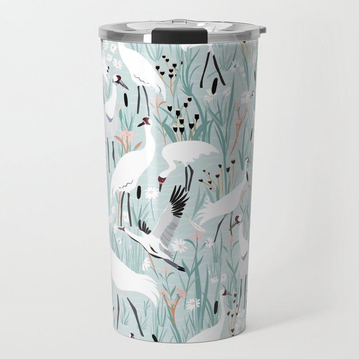 Whooping cranes comeback species light blue  Travel Mug Gallery Image 1