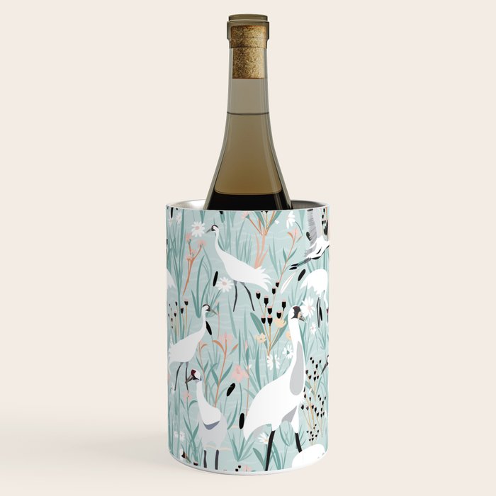 Whooping cranes comeback species light blue  Wine Chiller Gallery Image 3