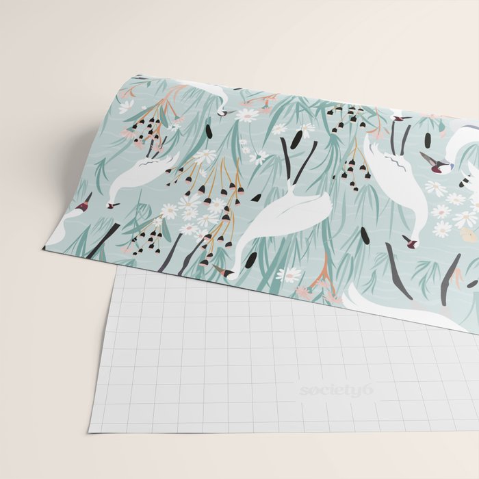 Whooping cranes comeback species light blue  Wrapping Paper Gallery Image 2