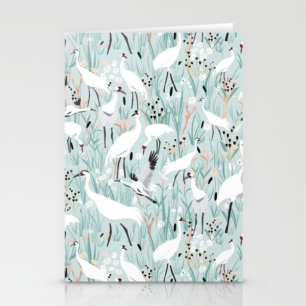 Whooping cranes comeback species light blue  Stationery Card Gallery Image 2