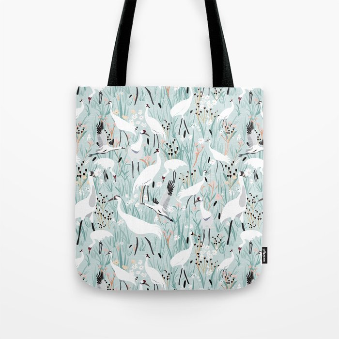 Whooping cranes comeback species light blue  Tote Bag Gallery Image 1