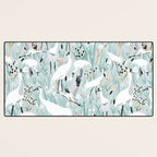 Whooping cranes comeback species light blue  Desk Mat Gallery Image 3