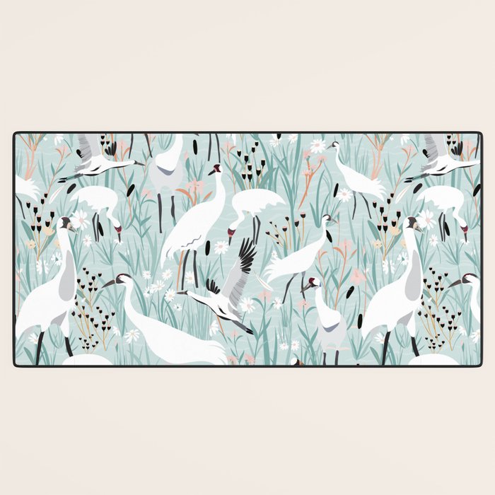 Whooping cranes comeback species light blue  Desk Mat Gallery Image 3