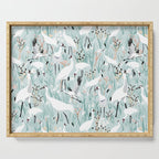 Whooping cranes comeback species light blue  Serving Tray Gallery Image 1