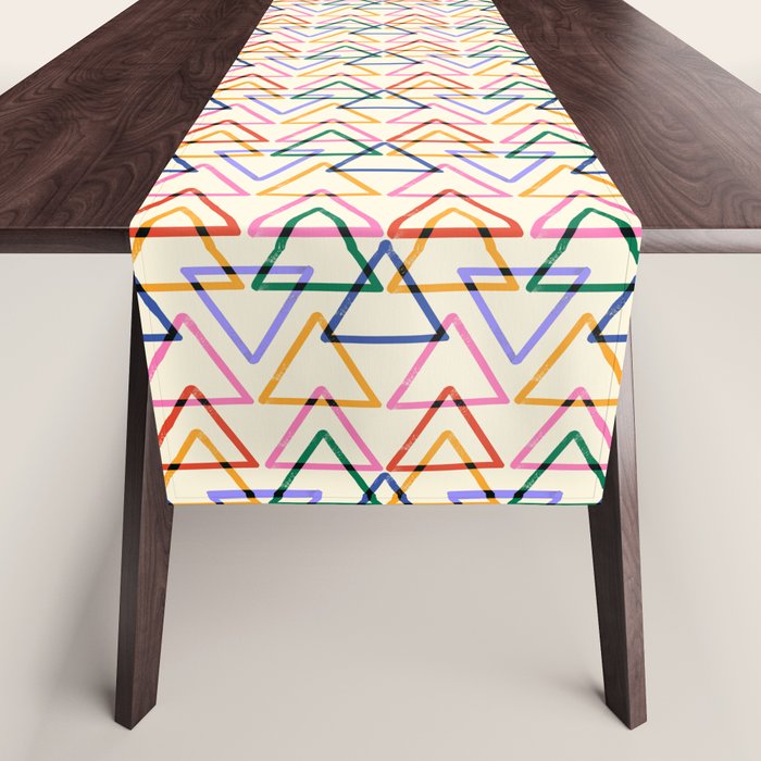 Colorful Triangle Stamp Pattern Table Runner Gallery Image 1