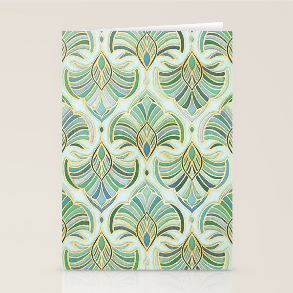 Jade Enamel Art Deco Fans Stationery Card Gallery Image 2