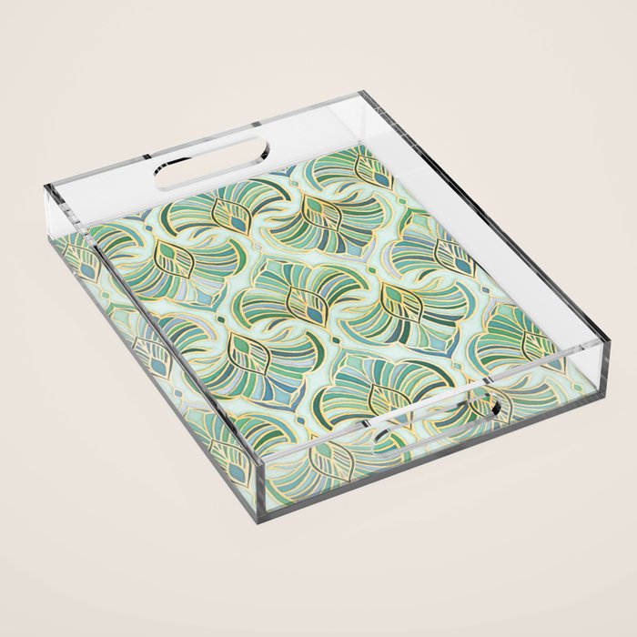 Jade Enamel Art Deco Fans Acrylic Tray Gallery Image 1