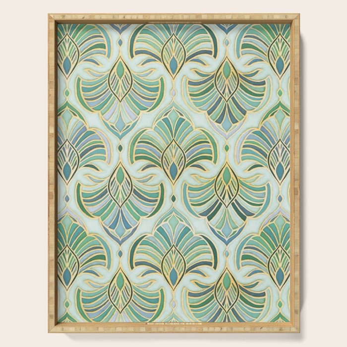 Jade Enamel Art Deco Fans Serving Tray Gallery Image 1