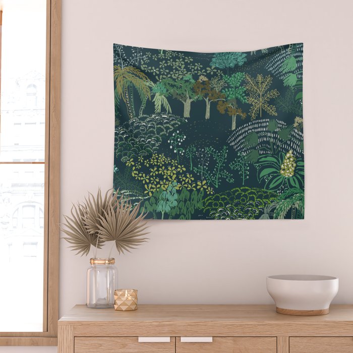 Italian landscape dark green Wall Tapestry Gallery Image 2