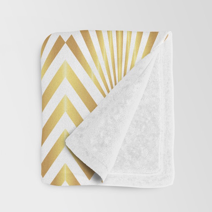 Gold art deco diamonds on white Throw Blanket Gallery Image 3