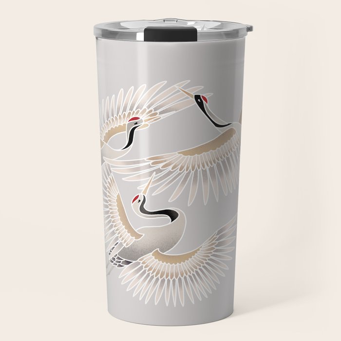 traditional Japanese cranes bright illustration Travel Mug Gallery Image 1