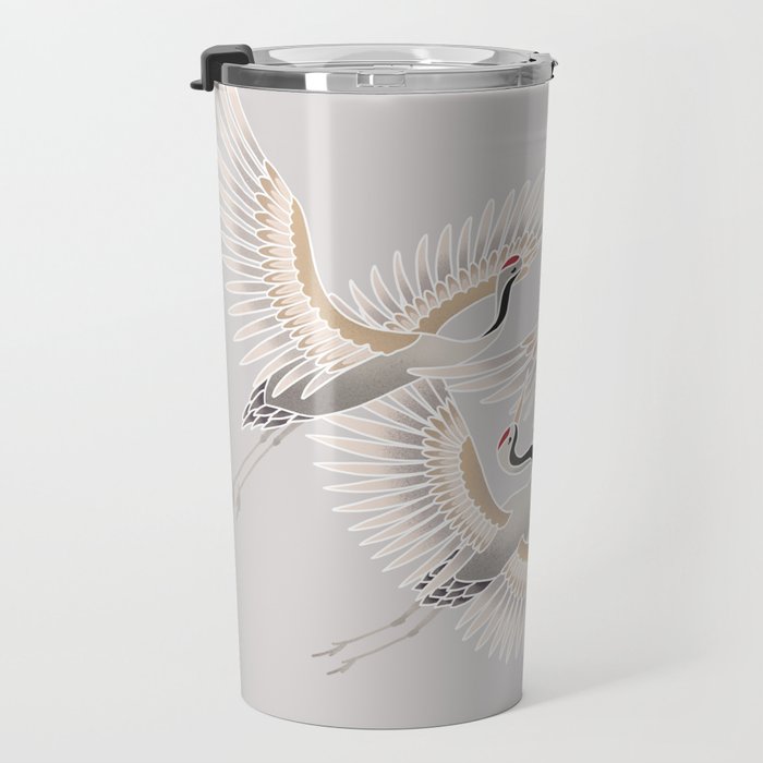 traditional Japanese cranes bright illustration Travel Mug Gallery Image 3