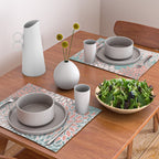 Festive, Floral Prints, Teal and Coral Placemat Gallery Image 2